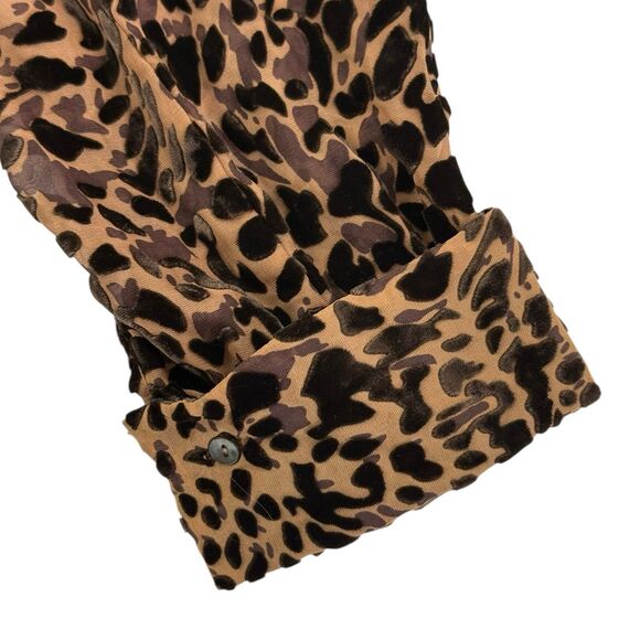 Laura Ashley Burnout Velvet Silk Blend Blouse Size 6 Flip Cuffs Goth Y2K - Picture 5 of 11